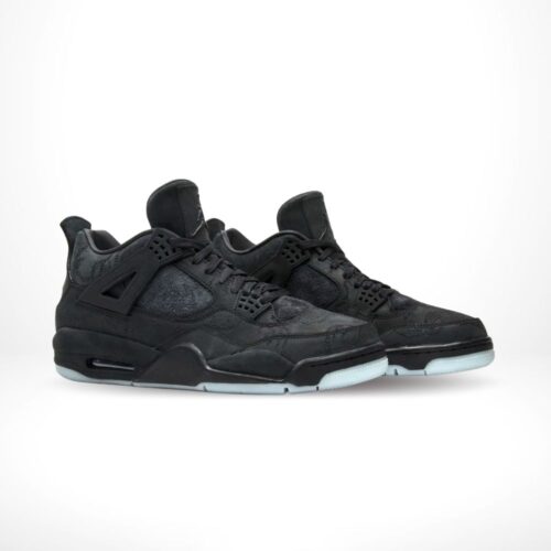 Angled front view of a full pair of Air Jordan 4