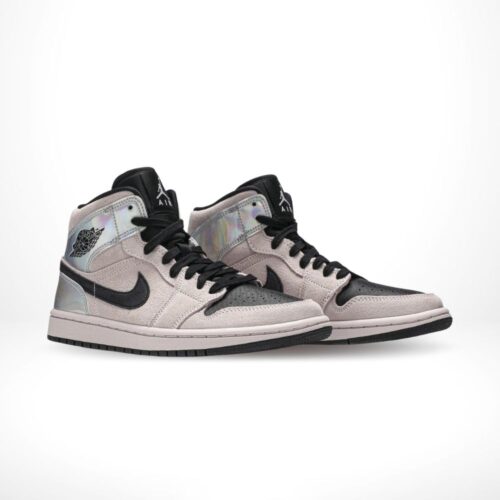 Angled front view of a full pair of Air Jordan 1