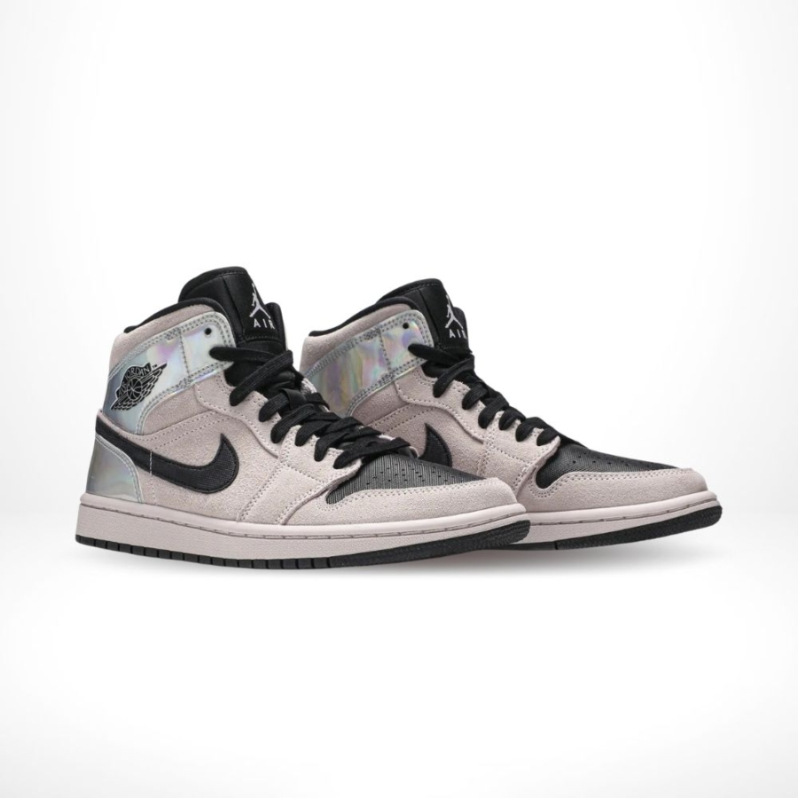 Angled front view of a full pair of Air Jordan 1