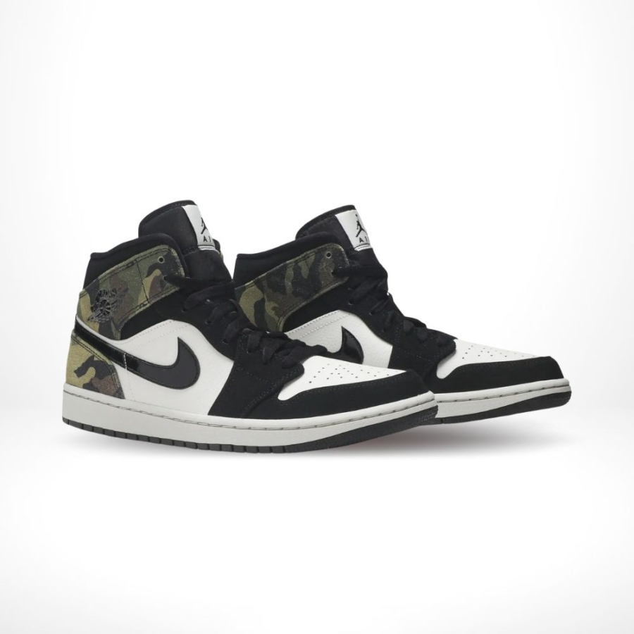 Angled front view of a full pair of Air Jordan 1