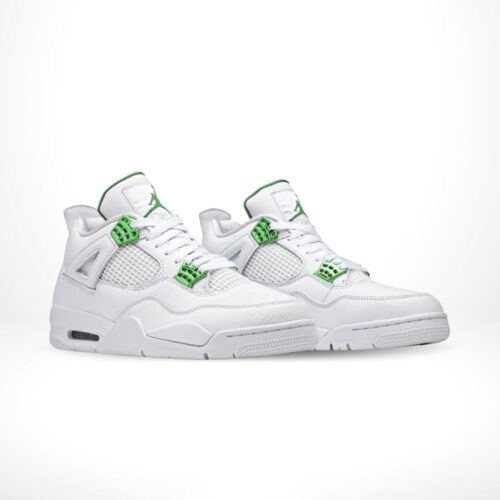 Angled front view of a full pair of Air Jordan 4