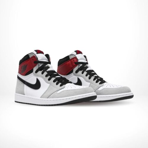 Angled front view of a full pair of Air Jordan 1