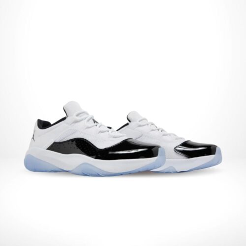 Angled front view of a full pair of Air Jordan 11