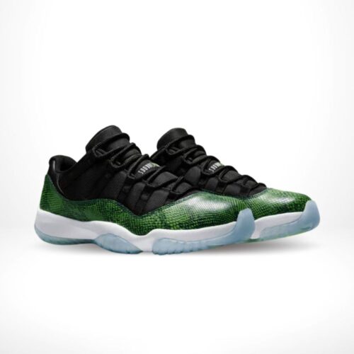 Angled front view of a full pair of Air Jordan 11