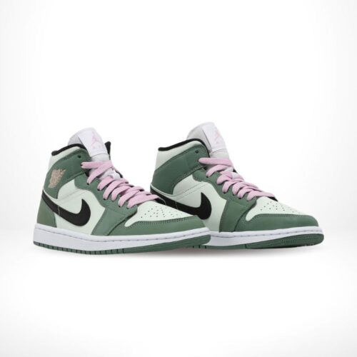 Angled front view of a full pair of Air Jordan 1