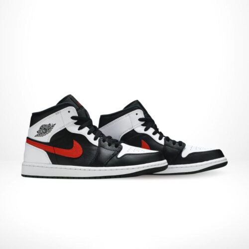 Angled front view of a full pair of Air Jordan 1