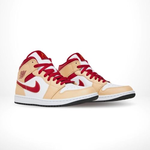 Angled front view of a full pair of Air Jordan 1