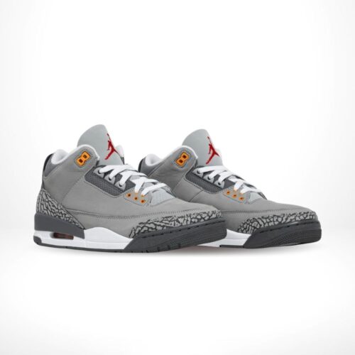 Angled front view of a full pair of Air Jordan 3