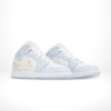 Angled front view of a full pair of Air Jordan 1