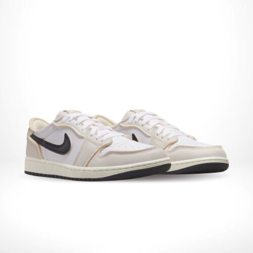 Angled front view of a full pair of Air Jordan 1