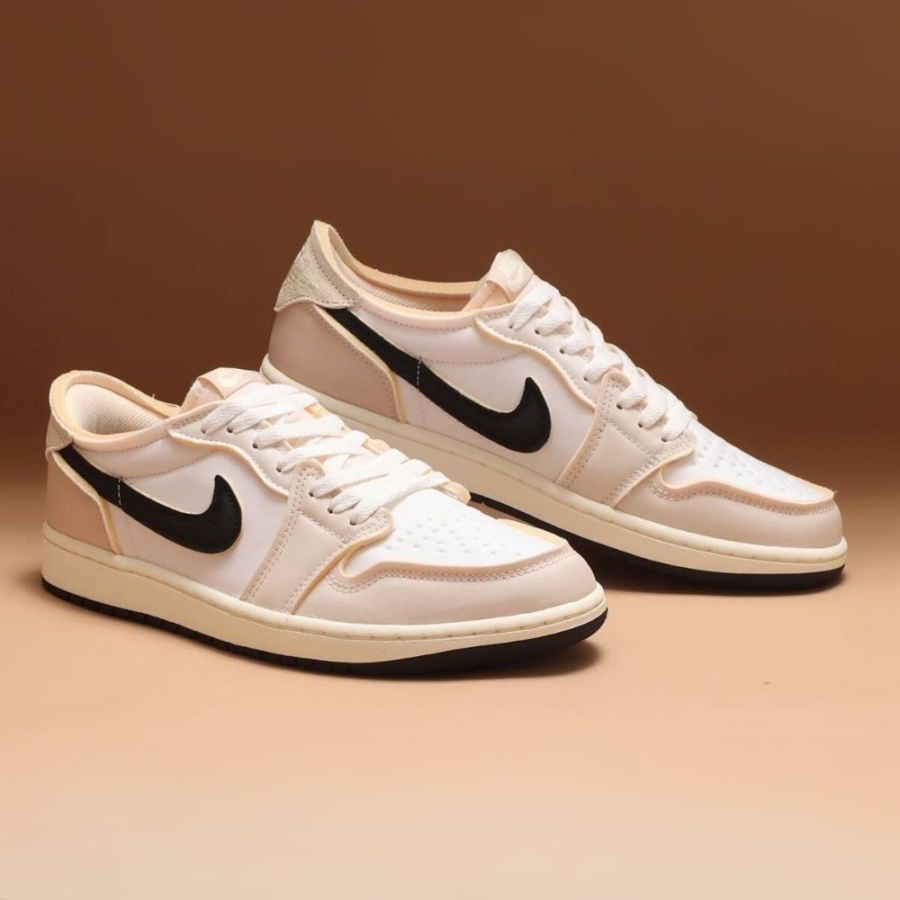 Angled front view of a full pair of Air Jordan 1