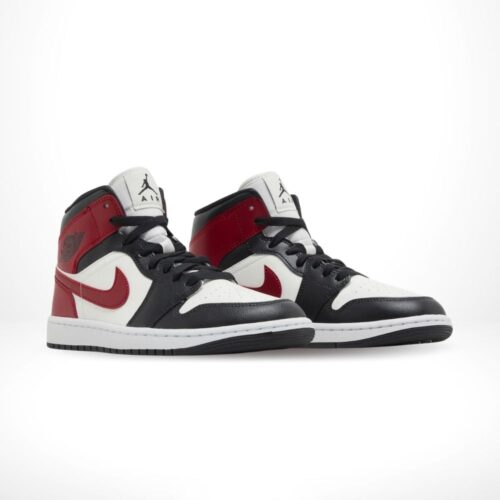 Angled front view of a full pair of Air Jordan 1