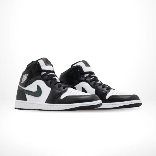 Angled front view of a full pair of Air Jordan 1