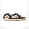 Angled front view of a full pair of Air Jordan 1