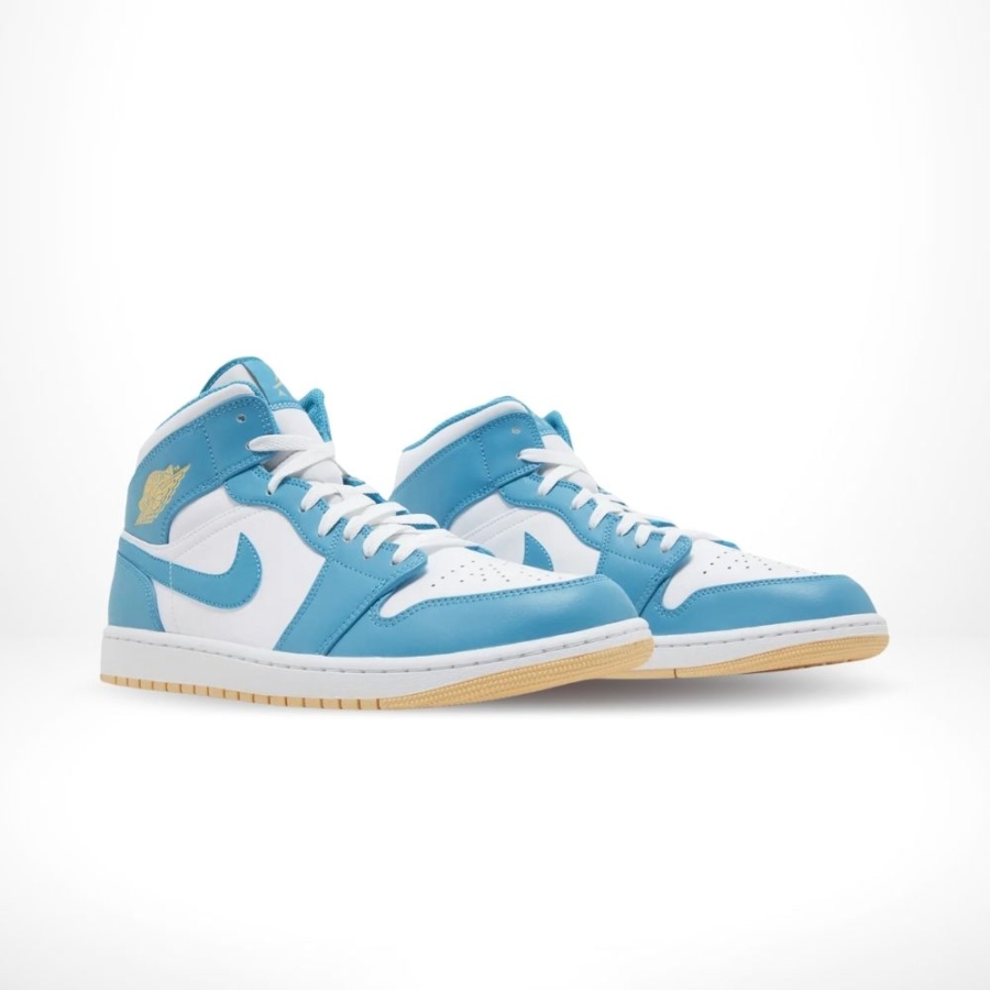 Angled front view of a full pair of Air Jordan 1