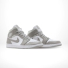Angled front view of a full pair of Air Jordan 1