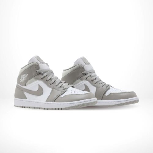 Angled front view of a full pair of Air Jordan 1