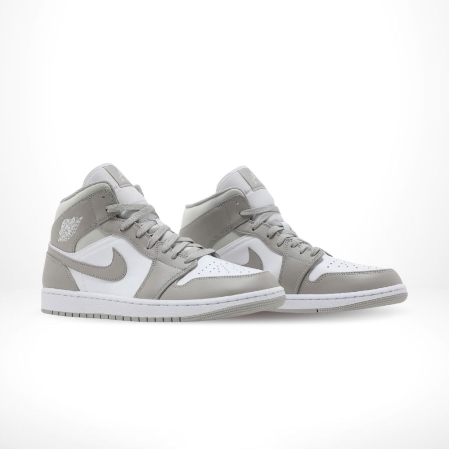 Angled front view of a full pair of Air Jordan 1