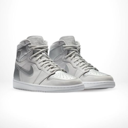 Angled front view of a full pair of Air Jordan 1