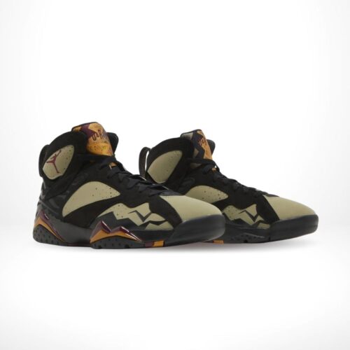 Angled front view of a full pair of Air Jordan 7