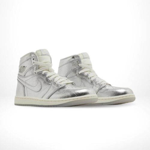 Angled front view of a full pair of Air Jordan 1
