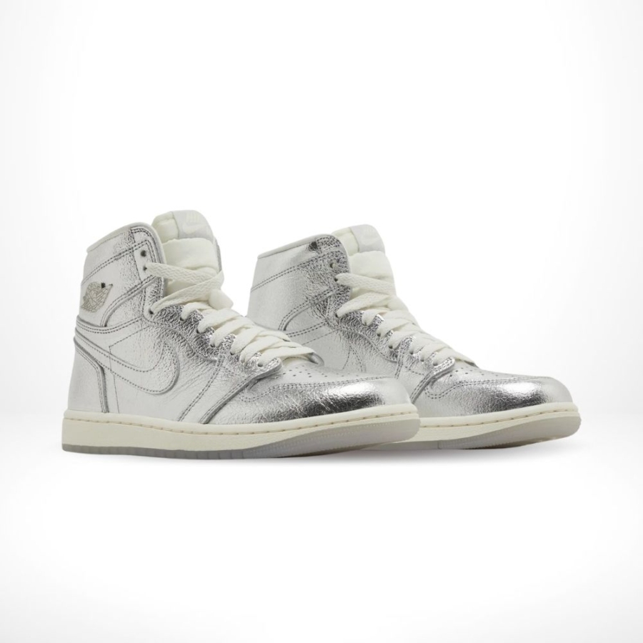 Angled front view of a full pair of Air Jordan 1