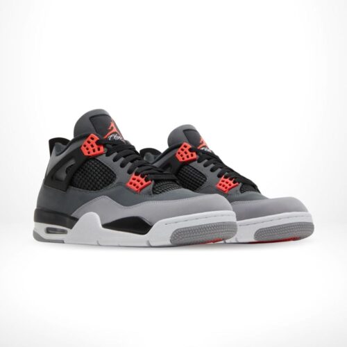 Angled front view of a full pair of Air Jordan 4