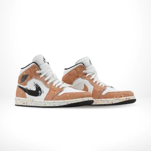 Angled front view of a full pair of Air Jordan 1