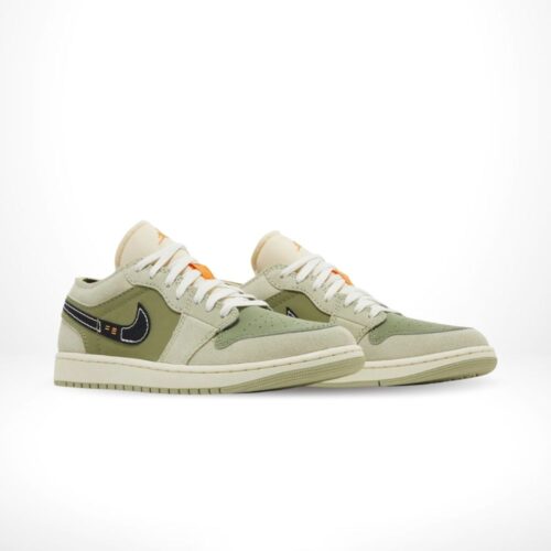 Angled front view of a full pair of Air Jordan 1