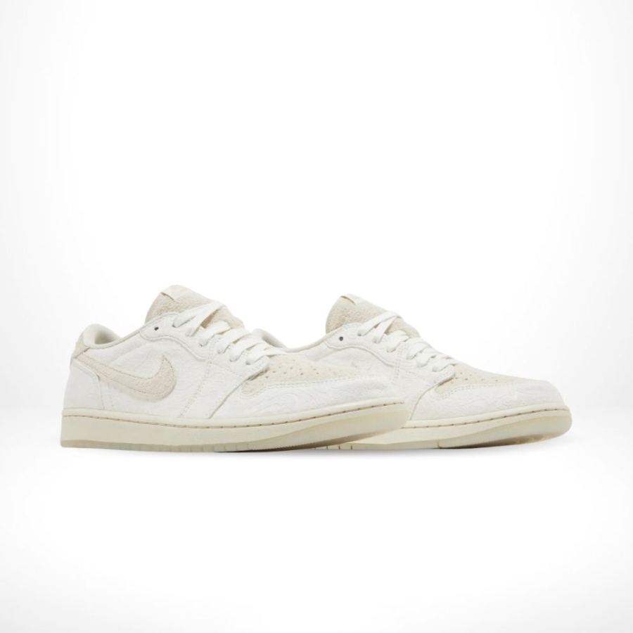 Angled front view of a full pair of Air Jordan 1
