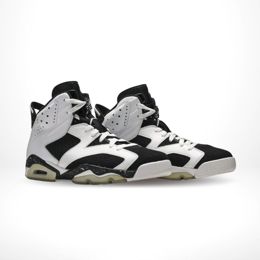 Angled front view of a full pair of Air Jordan 6