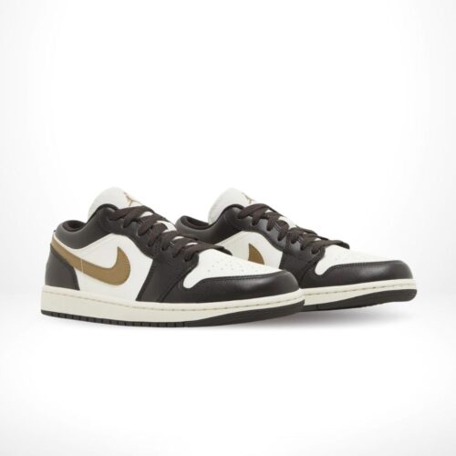 Angled front view of a full pair of Air Jordan 1
