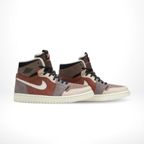 Angled front view of a full pair of Air Jordan 1