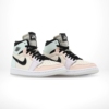Angled front view of a full pair of Air Jordan 1