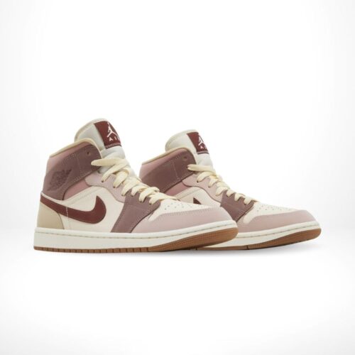 Angled front view of a full pair of Air Jordan 1