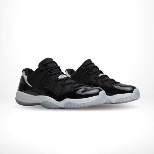 Angled front view of a full pair of Air Jordan 11