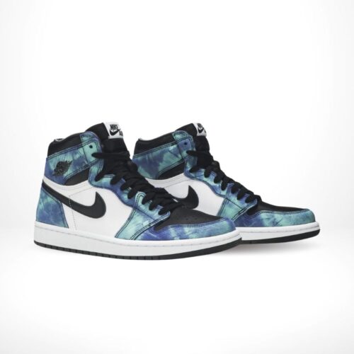 Angled front view of a full pair of Air Jordan 1
