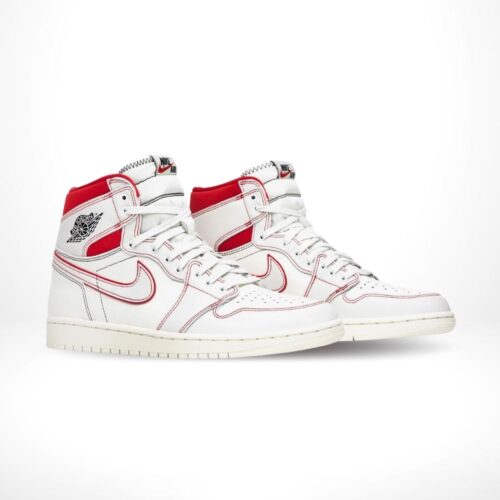 Angled front view of a full pair of Air Jordan 1