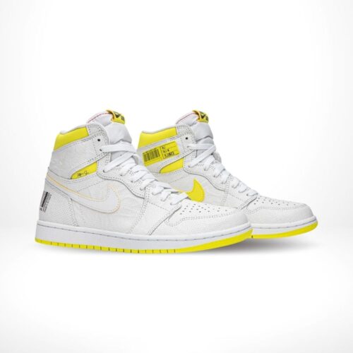 Angled front view of a full pair of Air Jordan 1