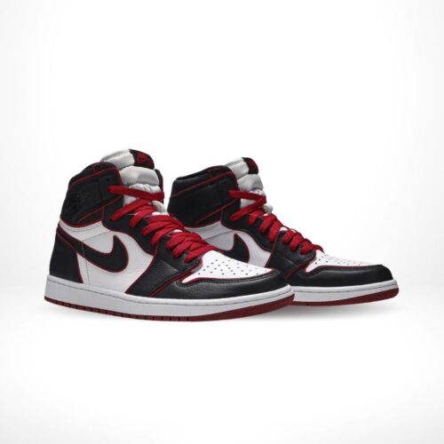 Angled front view of a full pair of Air Jordan 1