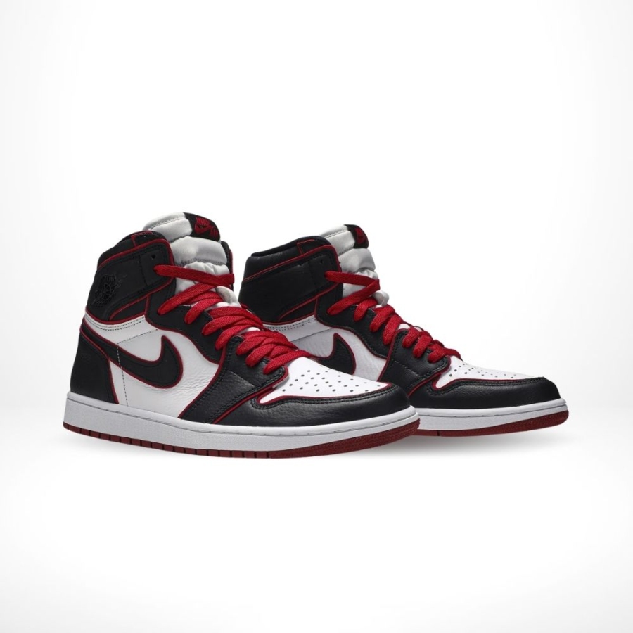 Angled front view of a full pair of Air Jordan 1