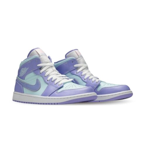 Angled front view of a full pair of Air Jordan 1