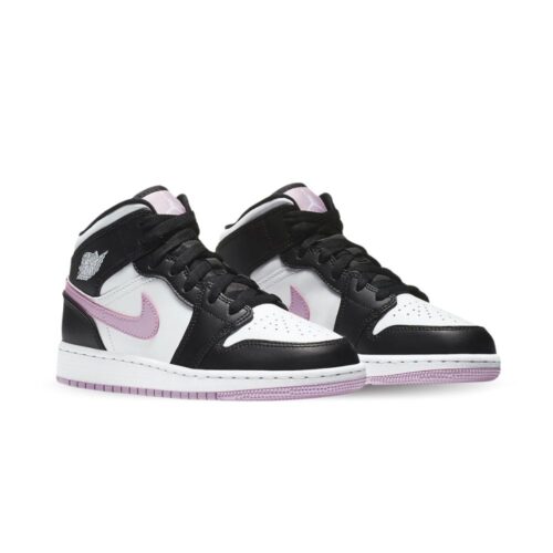 Angled front view of a full pair of Air Jordan 1