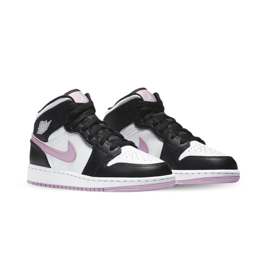 Angled front view of a full pair of Air Jordan 1