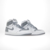 Angled front view of a full pair of Air Jordan 1