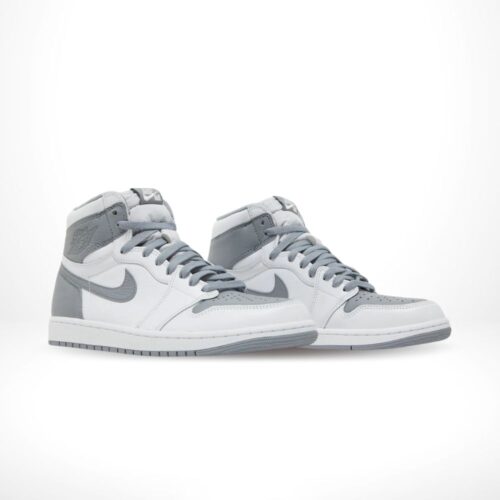 Angled front view of a full pair of Air Jordan 1