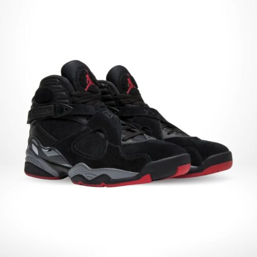 Angled front view of a full pair of Air Jordan 8