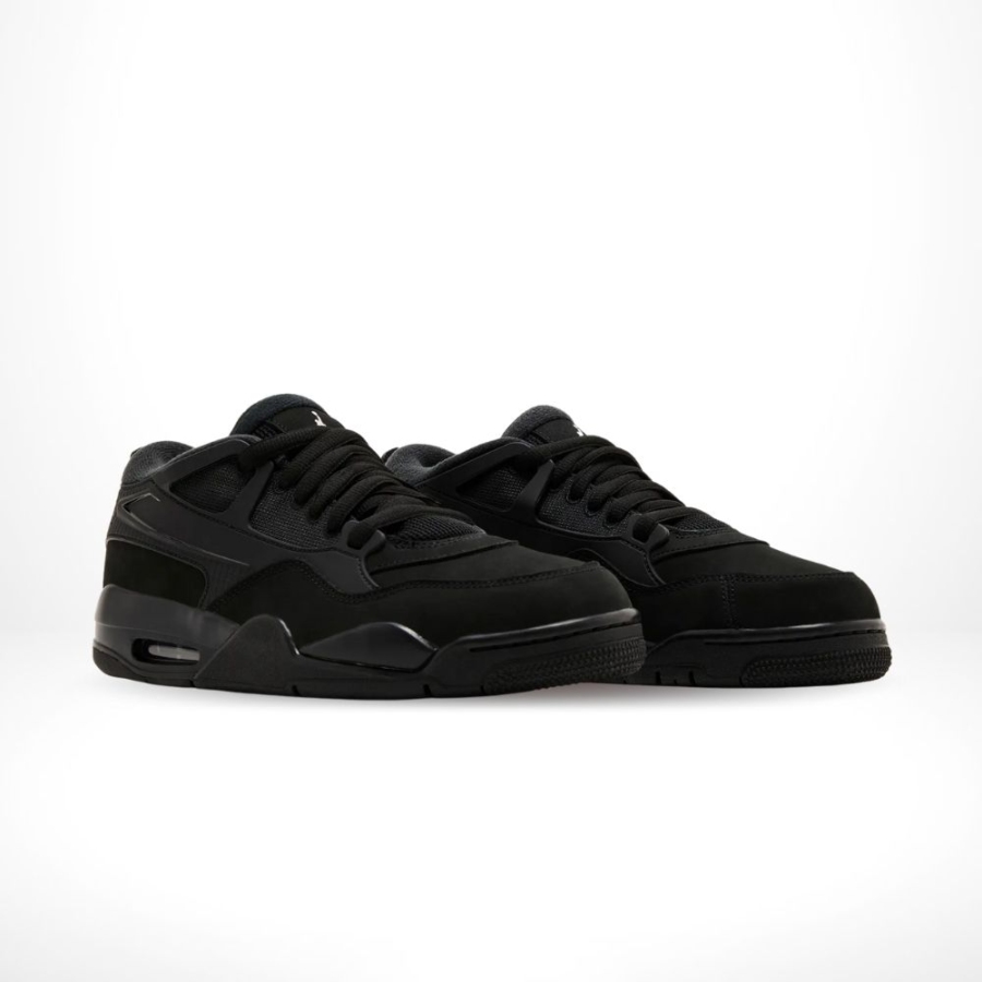 Angled front view of a full pair of Air Jordan 4