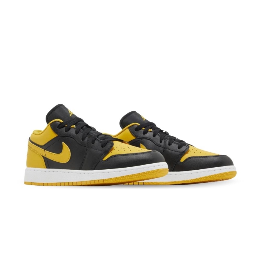 Angled front view of a full pair of Air Jordan 1