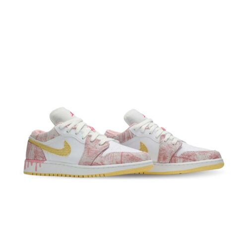 Angled front view of a full pair of Air Jordan 1